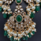Peacock Color Stone Guttapusalu Short Necklace - Green