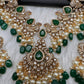 Peacock Color Stone Guttapusalu Short Necklace - Green