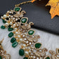 Peacock Color Stone Guttapusalu Short Necklace - Green