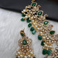 Peacock Color Stone Guttapusalu Short Necklace - Green