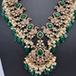Peacock Color Stone Guttapusalu Short Necklace - Green