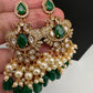 Peacock Color Stone Guttapusalu Short Necklace - Green