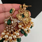 Peacock Color Stone Guttapusalu Short Necklace - Green