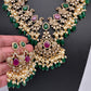 Peacock Color Stone Guttapusalu Short Necklace - Pink