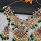 Peacock Color Stone Guttapusalu Short Necklace - Pink