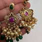 Peacock Color Stone Guttapusalu Short Necklace - Pink
