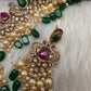 Peacock Color Stone Guttapusalu Short Necklace - Pink