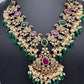 Peacock Color Stone Guttapusalu Short Necklace - Pink