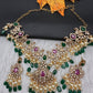 Peacock Color Stone Guttapusalu Short Necklace - Pink