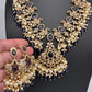 Peacock Color Stone Guttapusalu Short Necklace - Purple