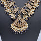 Peacock Color Stone Guttapusalu Short Necklace - Purple