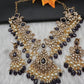 Peacock Color Stone Guttapusalu Short Necklace - Purple
