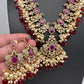 Peacock Color Stone Guttapusalu Short Necklace - Red