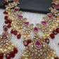 Peacock Color Stone Guttapusalu Short Necklace - Red