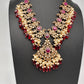 Peacock Color Stone Guttapusalu Short Necklace - Red