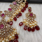 Peacock Color Stone Guttapusalu Short Necklace - Red