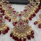 Peacock Color Stone Guttapusalu Short Necklace - Red