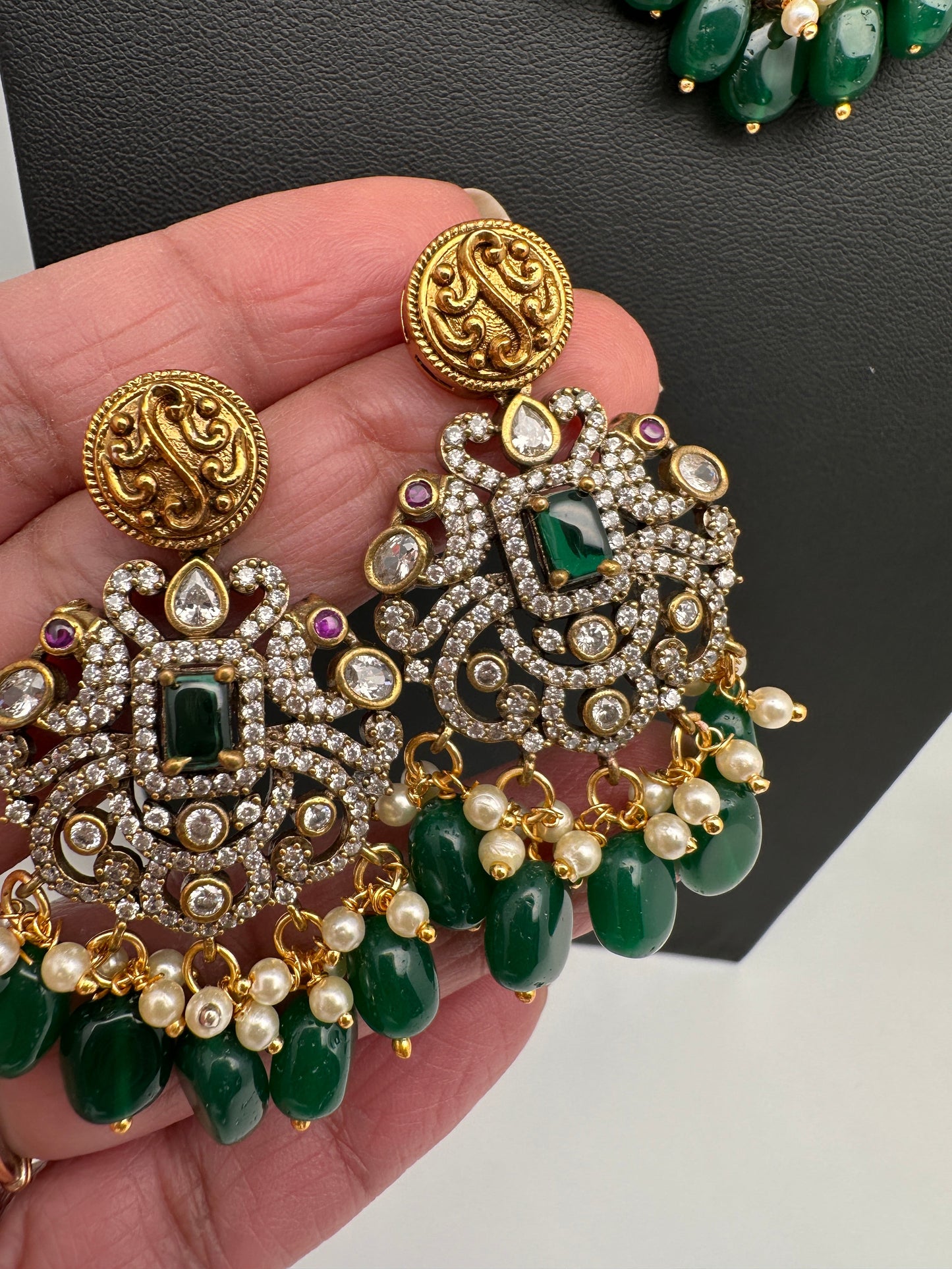 Goddess Lakshmi Matte AD Neckline Necklace