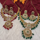 Matte Nakshi Kanthi Color Stone Necklace - Red