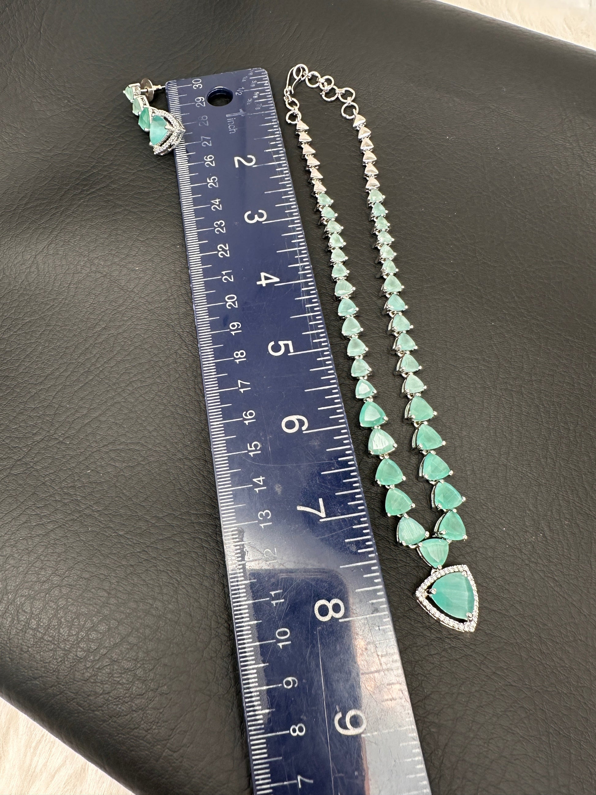 CZ AD Color Stone Dainty Short Necklace - MintGreen