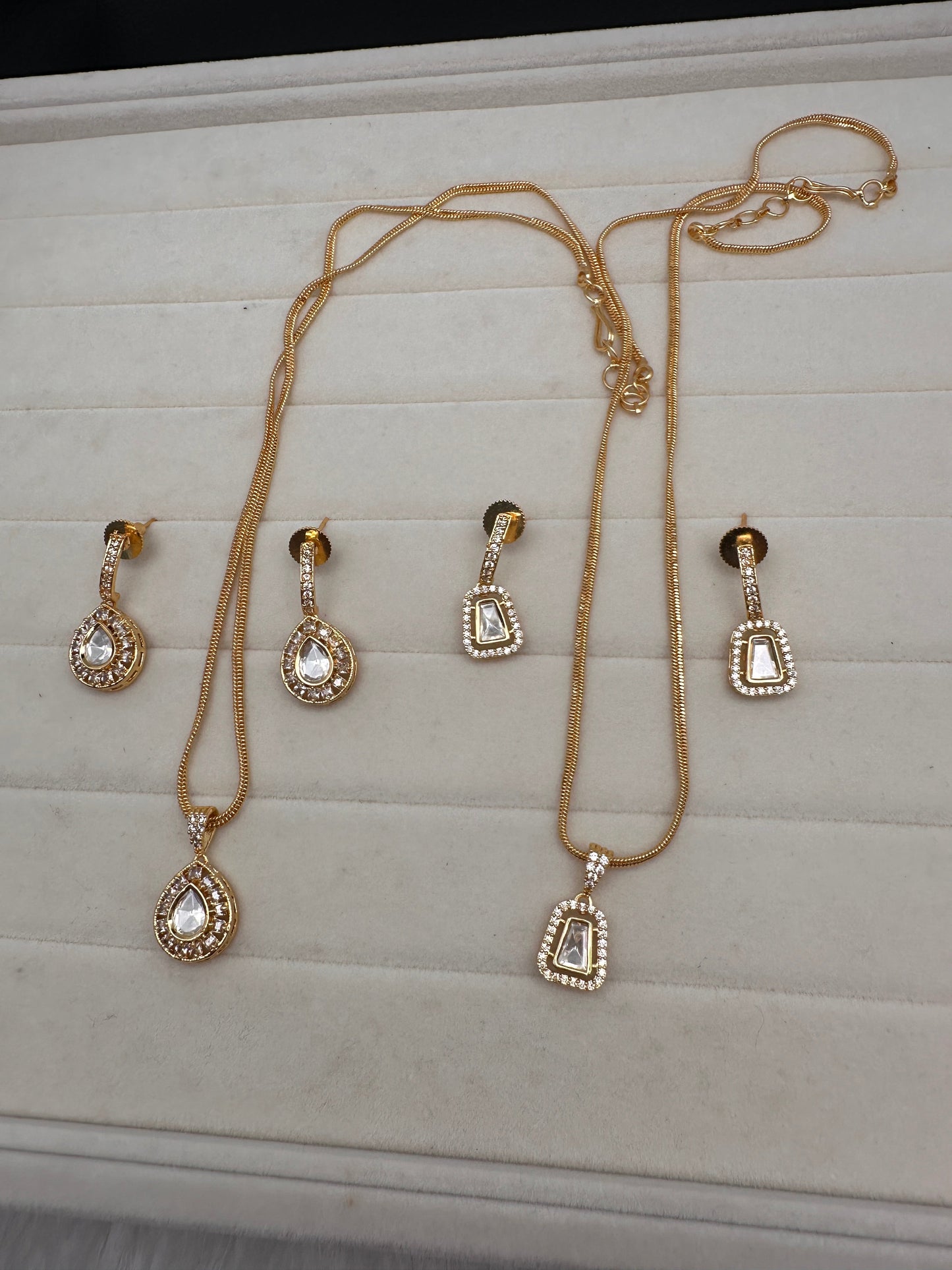 Moissanite AD Pendent Set Dainty Chain Necklace - Style1