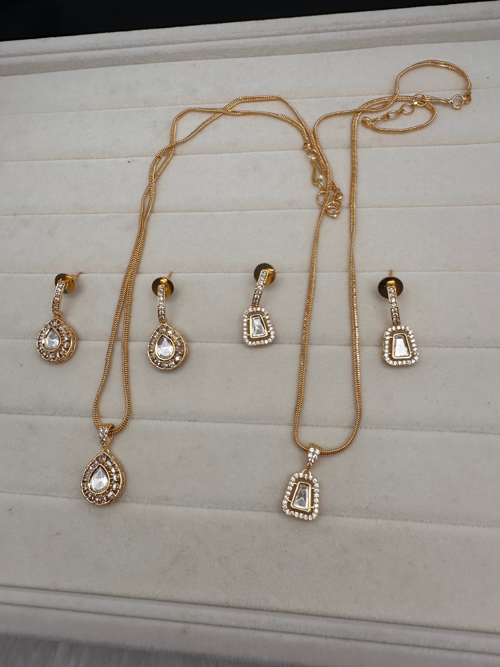 Moissanite AD Pendent Set Dainty Chain Necklace - Style1
