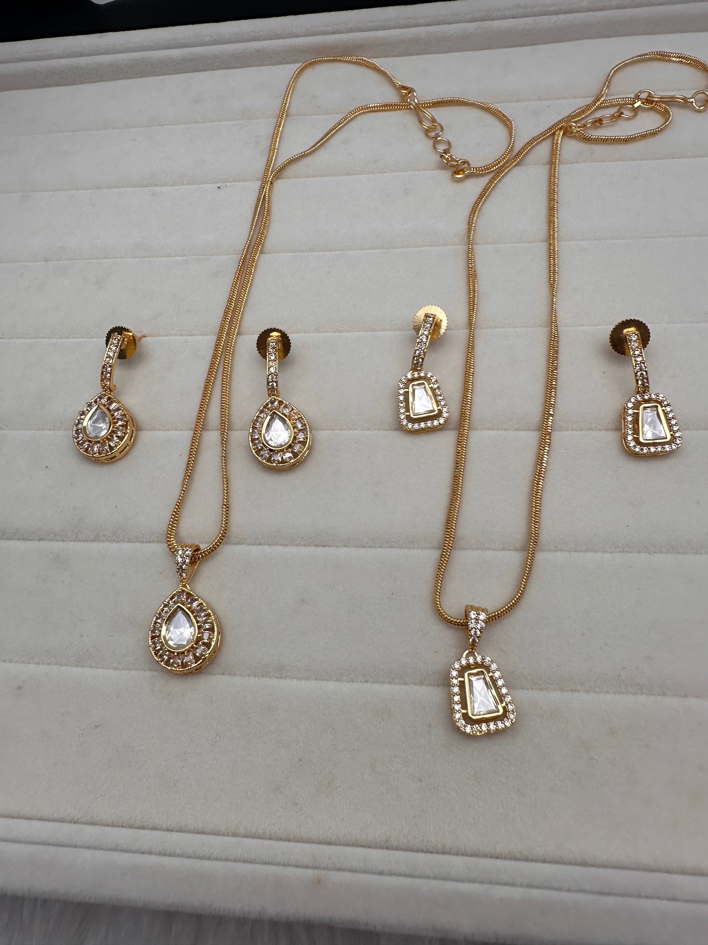 Moissanite AD Pendent Set Dainty Chain Necklace - Style1