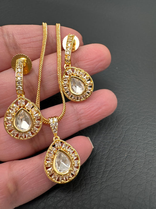 Moissanite AD Pendent Set Dainty Chain Necklace - Style1