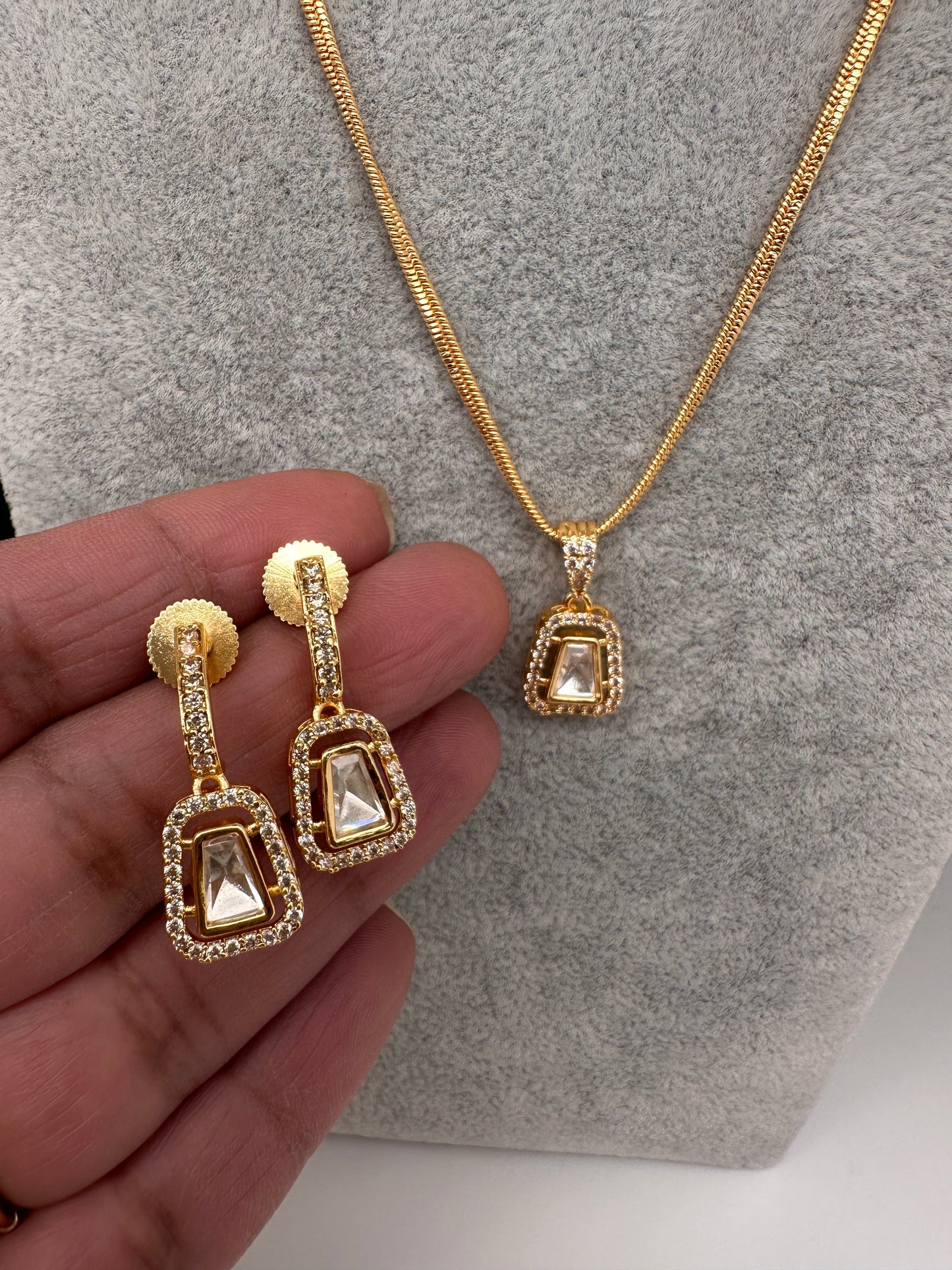 Moissanite AD Pendent Set Dainty Chain Necklace - Style2