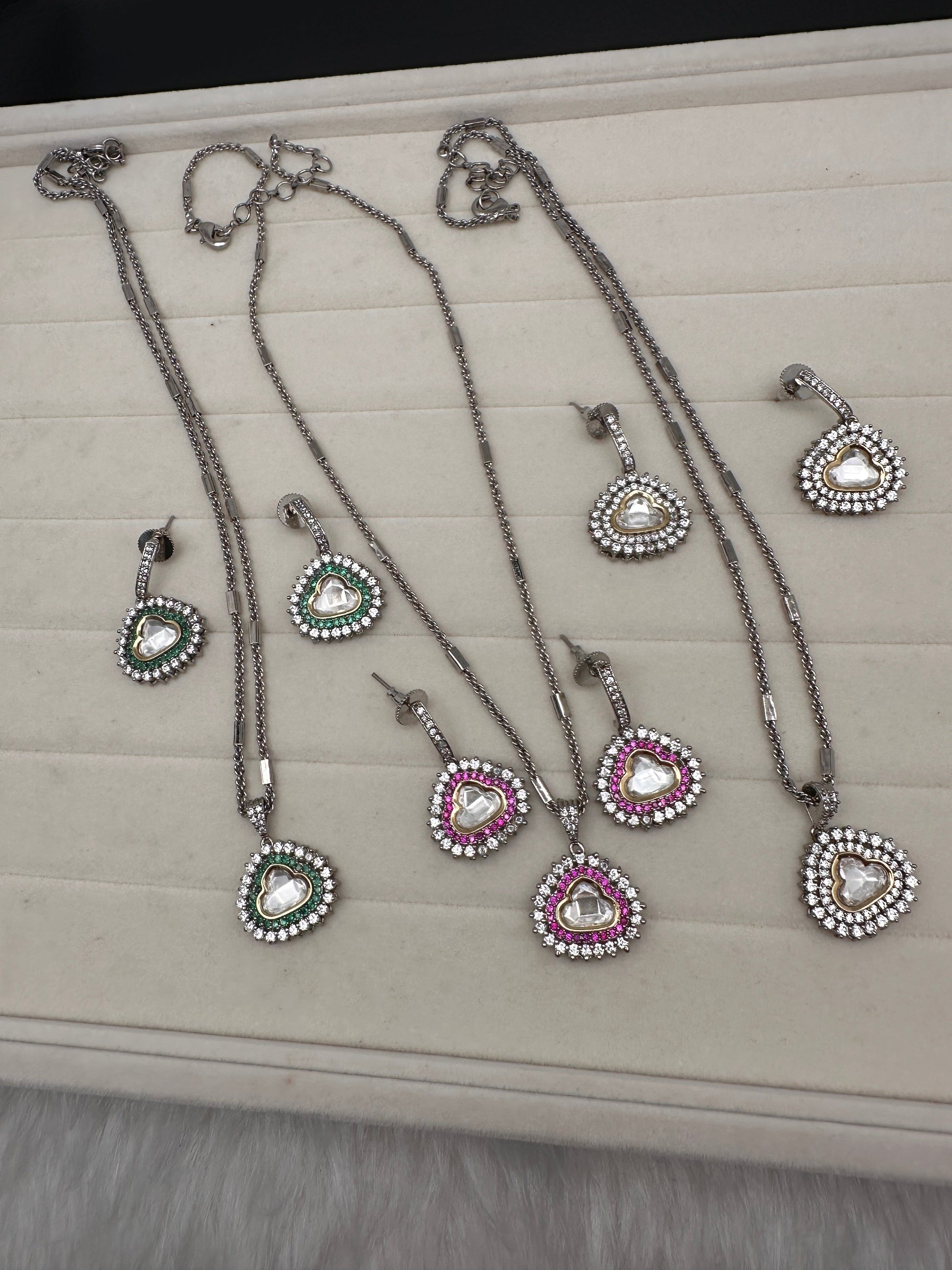 Moissanite AD Pendent Set Dainty Chain Necklace - Clear