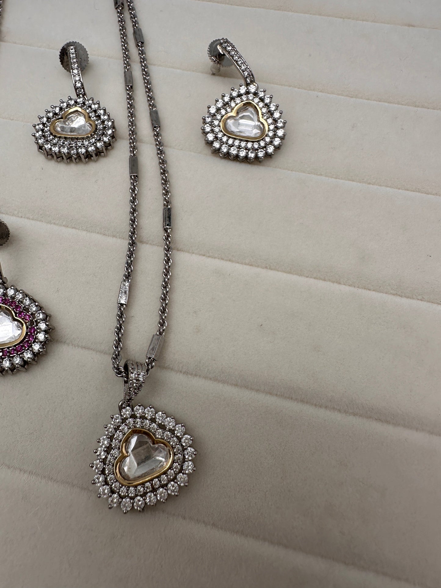 Moissanite AD Pendent Set Dainty Chain Necklace - Clear