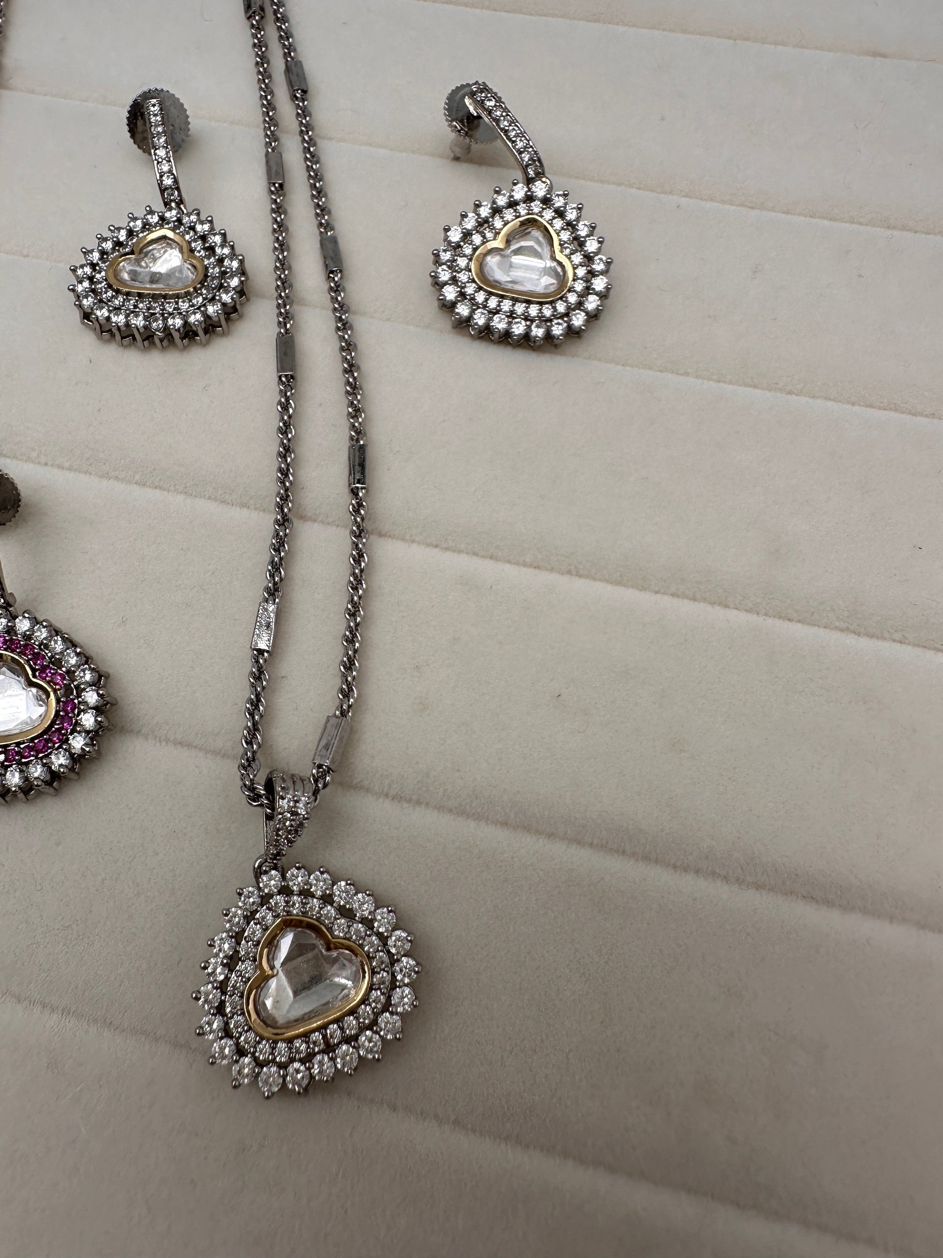 Moissanite AD Pendent Set Dainty Chain Necklace - Clear