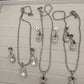 Moissanite AD Pendent Set Dainty Silver Chain Necklace - Red