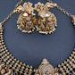 Matte Nakshi Goddess Lakshmi Short Necklace Jhumka - Red