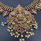Matte Nakshi Goddess Lakshmi Short Necklace Jhumka - Red