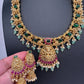 Matte Goddess Lakshmi Short Necklace Jhumka