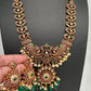 Matte Kempu Green Beads Short Necklace