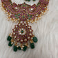 Matte Kempu Green Beads Short Necklace