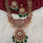 Matte Kempu Green Beads Short Necklace