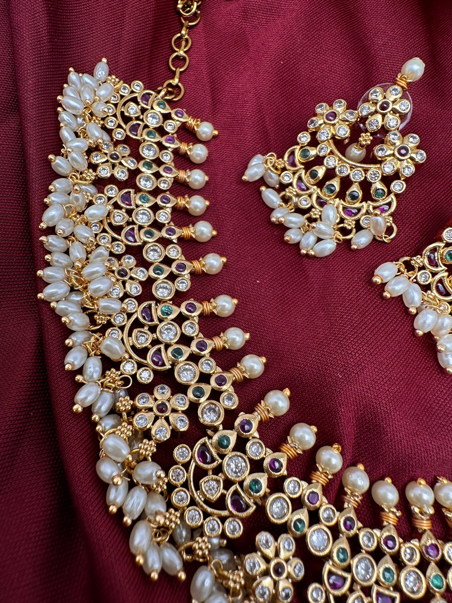 Matte Rice Pearls Guttapusalu Short Necklace