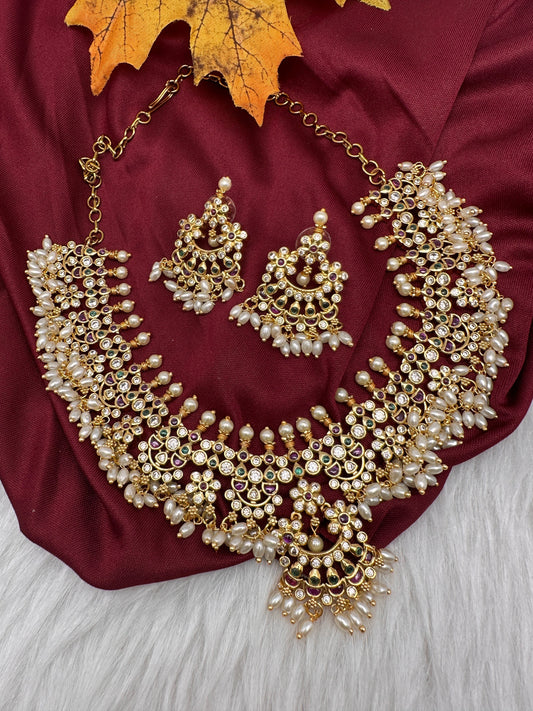 Matte Rice Pearls Guttapusalu Short Necklace