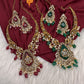 Matte CZ Color Stone Kanthi Short Necklace - Red