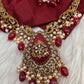 Matte CZ Color Stone Kanthi Short Necklace - Red