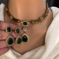 Kanthi CZ Color Stone Short Necklace - Green