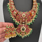 Potta Stone Emerald Pearls Ethnic Short Necklace