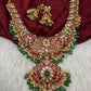 Potta Stone Emerald Pearls Ethnic Short Necklace