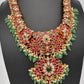 Potta Stone Emerald Pearls Ethnic Short Necklace