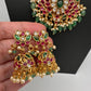 Potta Stone Emerald Pearls Ethnic Short Necklace