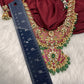Potta Stone Emerald Pearls Ethnic Short Necklace