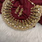 Potta Stone Emerald Pearls Ethnic Short Necklace